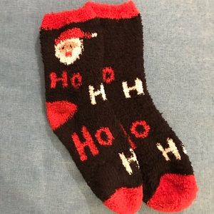 Santa themed fuzzy Christmas socks